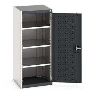 Heavy Duty Bott cubio cupboard with perfo panel lined hinged doors. 525mm wide x 525mm deep x 1200mm high with 3 x100kg capacity shelves.... Bott Industial Tool Cupboards with Shelves